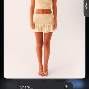 Peppermayo Cream Bubble Mini Skirt Ruffled Smocked and top set